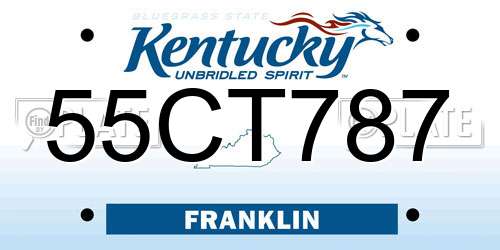 55CT787 Kentucky License Plate