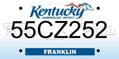 55CZ252 Kentucky License Plate