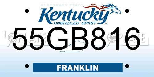 55GB816 Kentucky License Plate