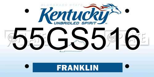 55GS516 Kentucky License Plate