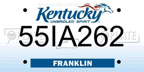 55IA262 Kentucky License Plate