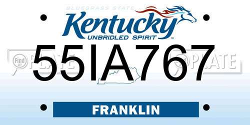55IA767 Kentucky License Plate