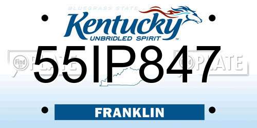 55IP847 Kentucky License Plate