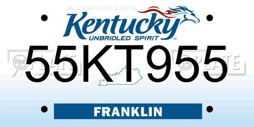 55KT955 Kentucky License Plate