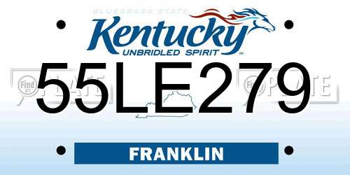55LE279 Kentucky License Plate