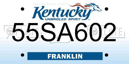 55SA602 Kentucky License Plate