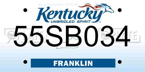 55SB034 Kentucky License Plate