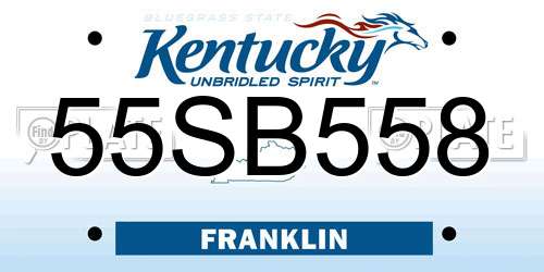 55SB558 Kentucky License Plate