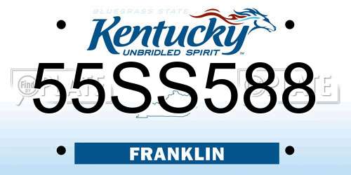 55SS588 Kentucky License Plate