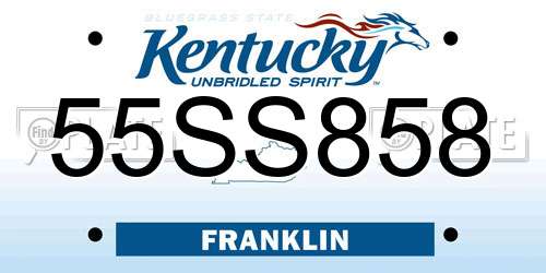 55SS858 Kentucky License Plate