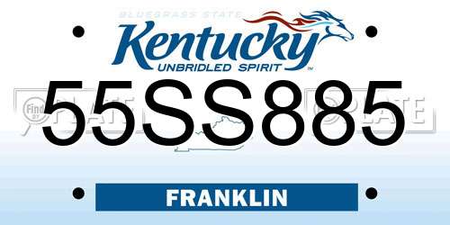 55SS885 Kentucky License Plate