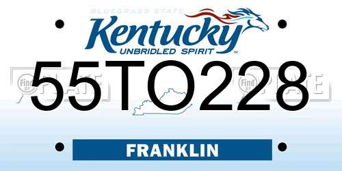 55TO228 Kentucky License Plate