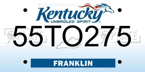 55TO275 Kentucky License Plate