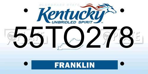 55TO278 Kentucky License Plate