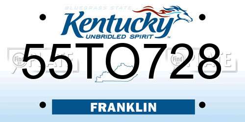 55TO728 Kentucky License Plate