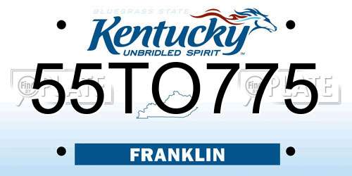 55TO775 Kentucky License Plate