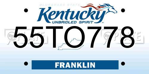 55TO778 Kentucky License Plate
