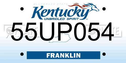 55UP054 Kentucky License Plate