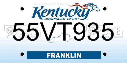 55VT935 Kentucky License Plate