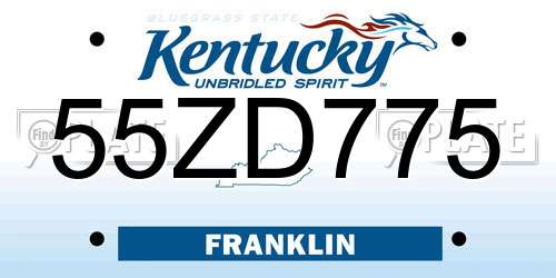 55ZD775 Kentucky License Plate
