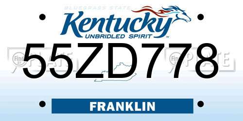 55ZD778 Kentucky License Plate
