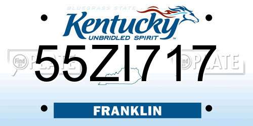 55ZI717 Kentucky License Plate