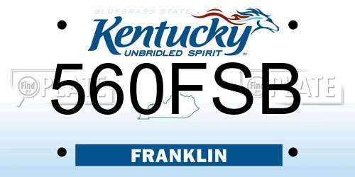 560FSB Kentucky License Plate
