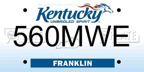 560MWE Kentucky License Plate