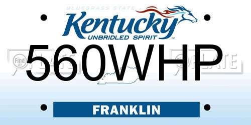 560WHP Kentucky License Plate