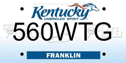 560WTG Kentucky License Plate