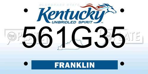 561G35 Kentucky License Plate