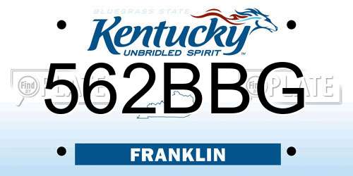 562BBG Kentucky License Plate