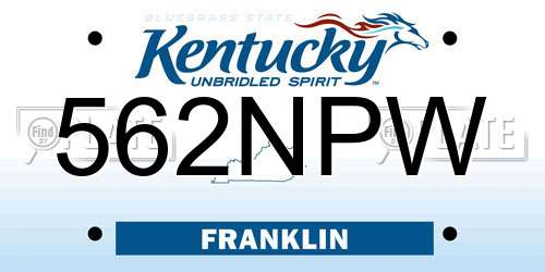 562NPW Kentucky License Plate