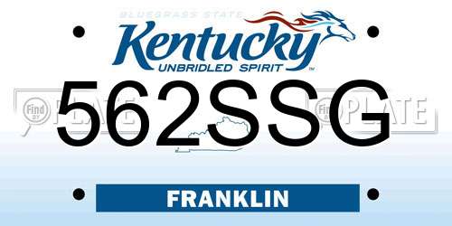 562SSG Kentucky License Plate