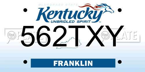 562TXY Kentucky License Plate