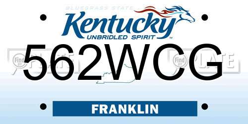 562WCG Kentucky License Plate