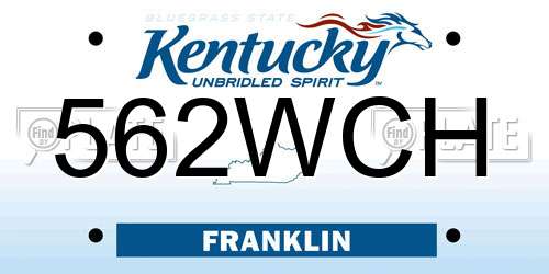 562WCH Kentucky License Plate