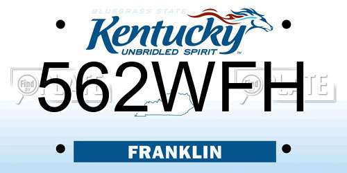 562WFH Kentucky License Plate