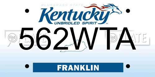 562WTA Kentucky License Plate