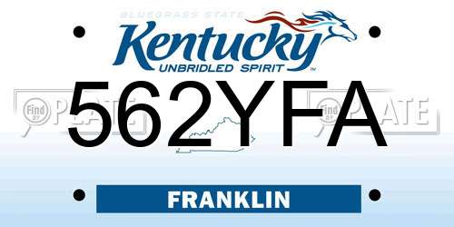 562YFA Kentucky License Plate