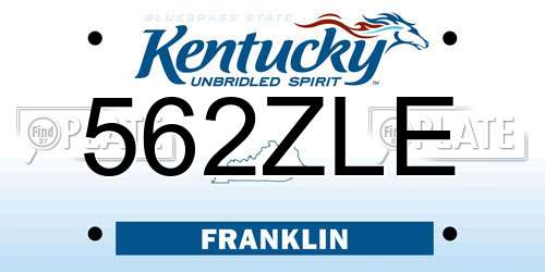 562ZLE Kentucky License Plate