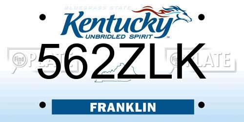 562ZLK Kentucky License Plate