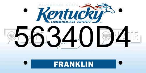 56340D4 Kentucky License Plate