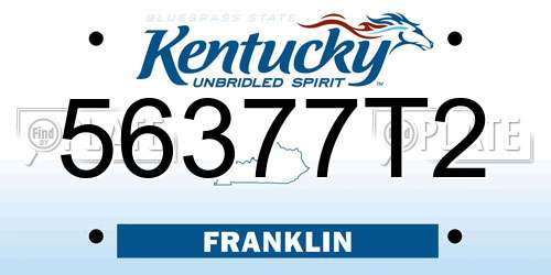 56377T2 Kentucky License Plate