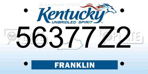 56377Z2 Kentucky License Plate