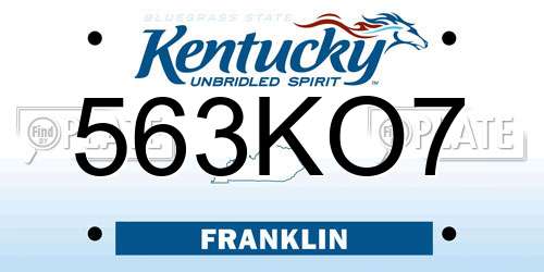 563KO7 Kentucky License Plate
