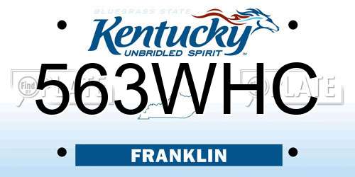 563WHC Kentucky License Plate