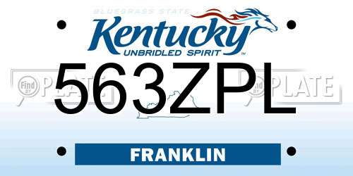 563ZPL Kentucky License Plate