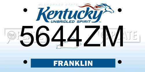 5644ZM Kentucky License Plate