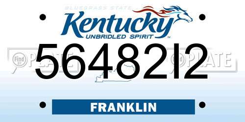 56482I2 Kentucky License Plate